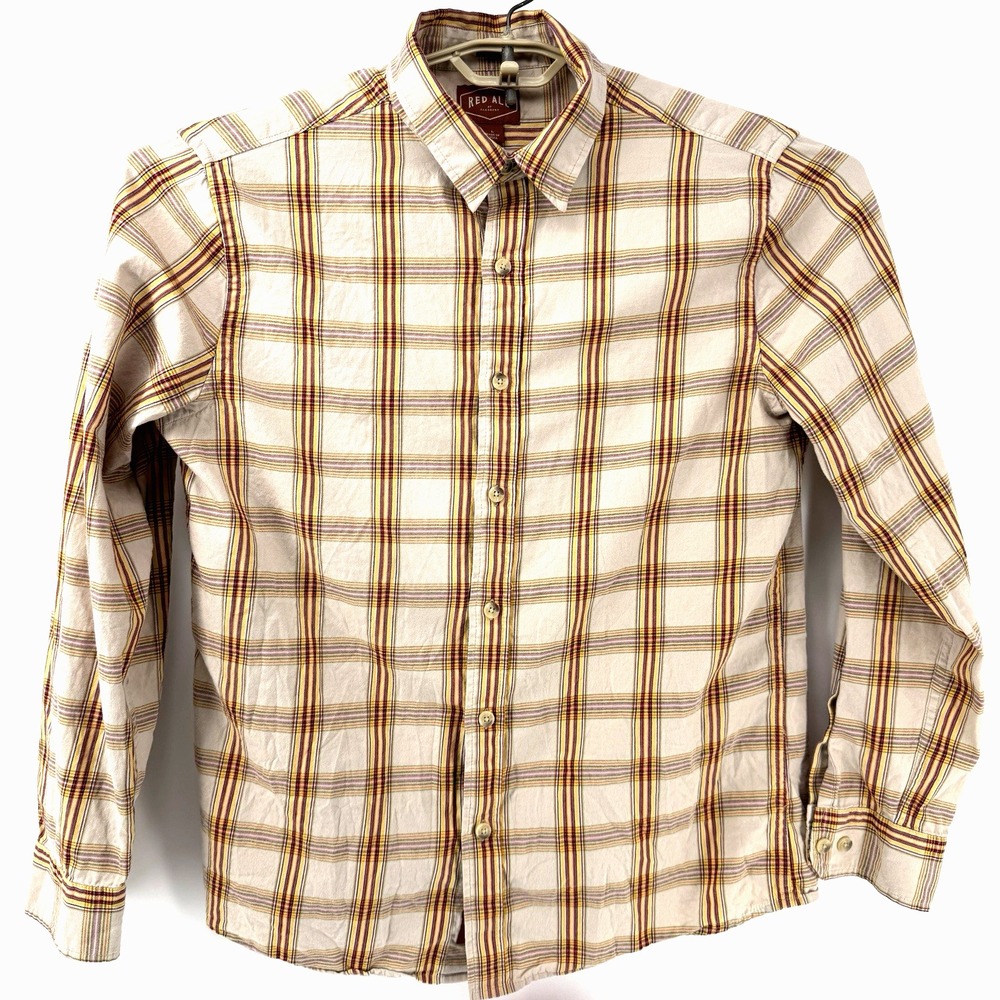 Red Ale Mens L Alesbury Slim Long Sleeve Plaid Shirt Comfortable Cotton Quality